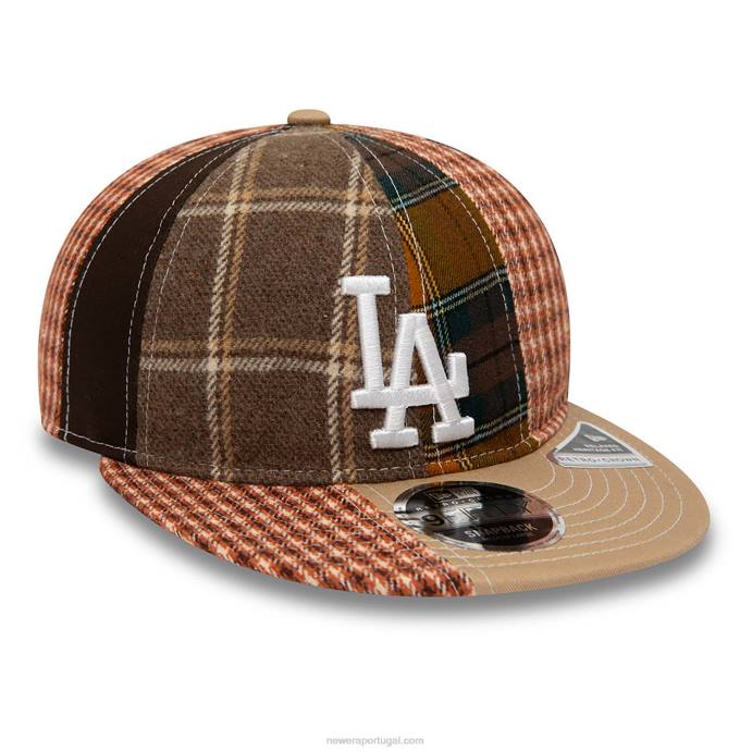 FFTN1882 New Era boné la dodgers mlb patch panel bege claro 9fifty snapback