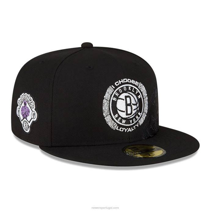 FFTN188 New Era brooklyn nets nba x marvel black panther boné preto 59fifty