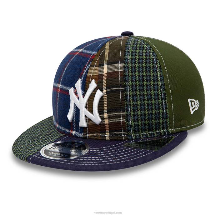 FFTN1896 New Era New York Yankees MLB Patch Panel Verde Escuro Boné Snapback 9Fifty