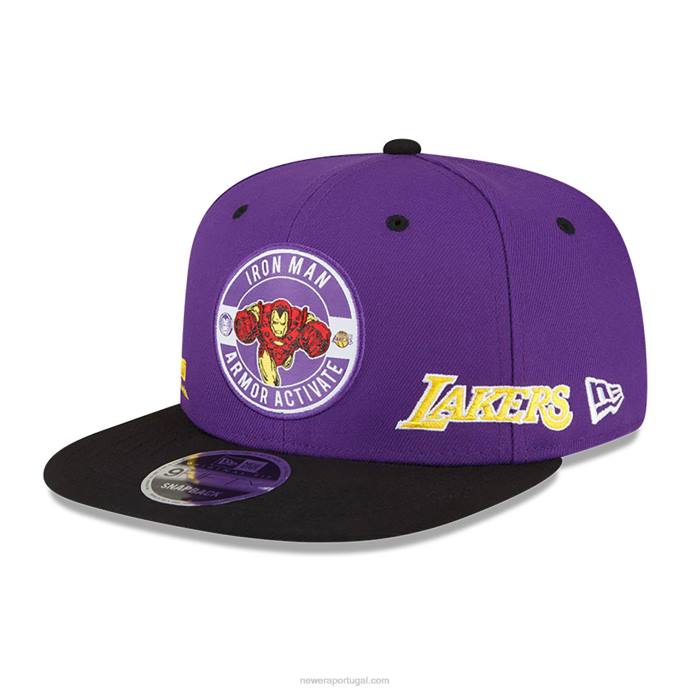 FFTN1906 New Era boné la lakers nba x marvel iron man roxo 9fifty snapback