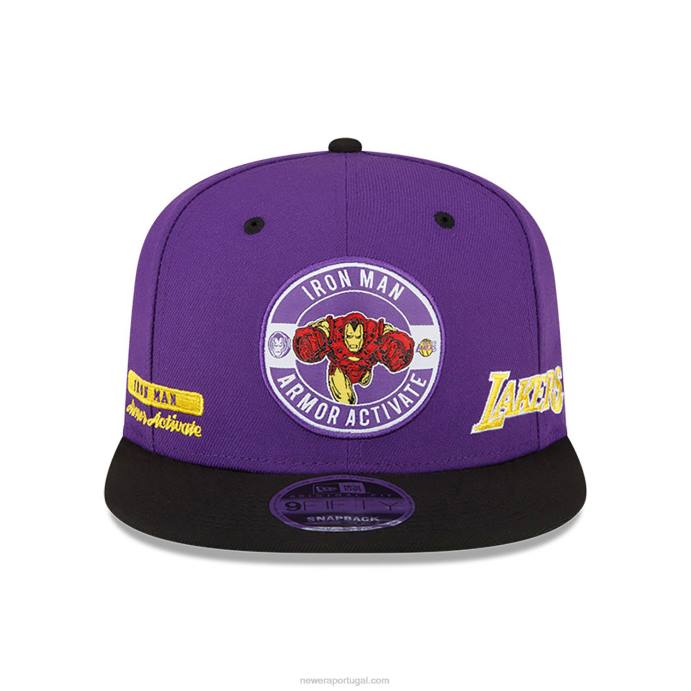 FFTN1906 New Era boné la lakers nba x marvel iron man roxo 9fifty snapback