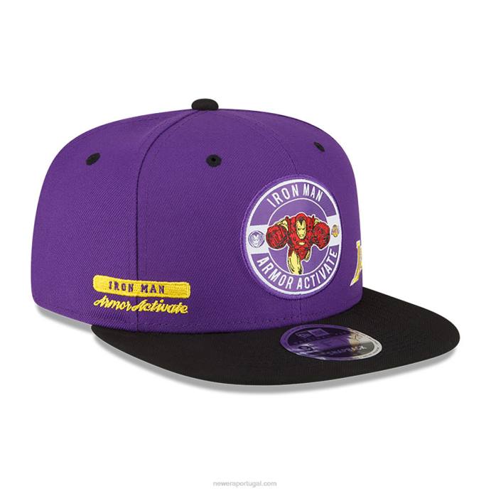 FFTN1906 New Era boné la lakers nba x marvel iron man roxo 9fifty snapback
