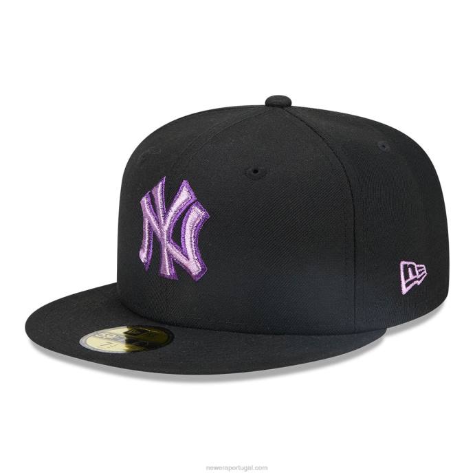FFTN190 New Era Boné New York Yankees Metálico Pop Preto 59Fifty