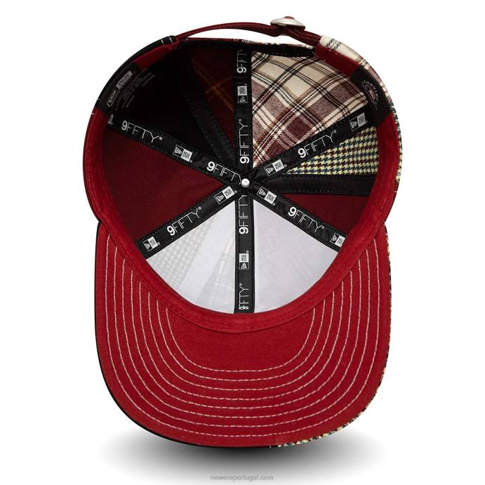 FFTN1910 New Era New York Yankees MLB Patch Panel Vermelho Escuro Boné Snapback 9Fifty
