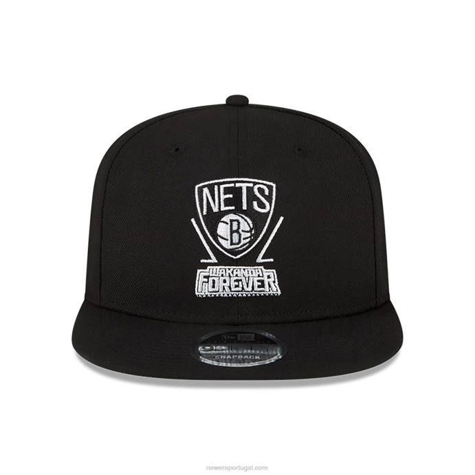 FFTN1920 New Era boné brooklyn nets nba x marvel pantera negra black 9fifty snapback