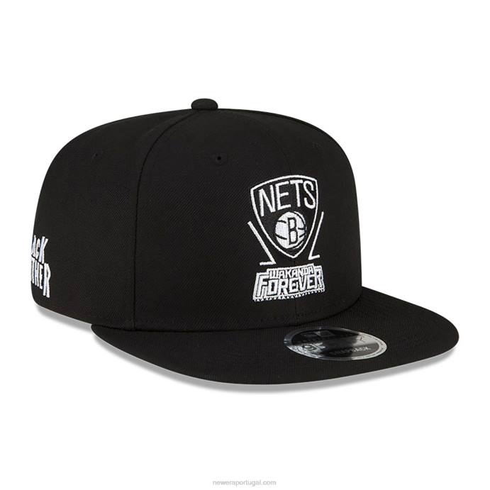 FFTN1920 New Era boné brooklyn nets nba x marvel pantera negra black 9fifty snapback