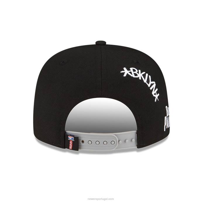 FFTN1920 New Era boné brooklyn nets nba x marvel pantera negra black 9fifty snapback