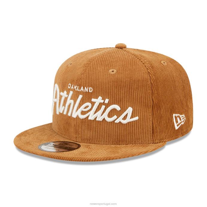 FFTN1928 New Era boné Oakland Athletics Cord script marrom 9fifty snapback