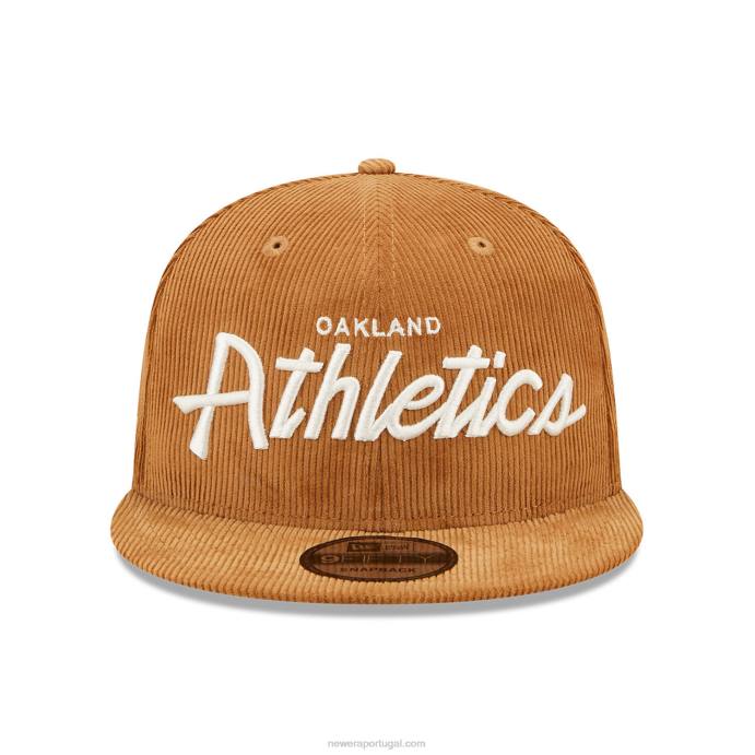 FFTN1928 New Era boné Oakland Athletics Cord script marrom 9fifty snapback