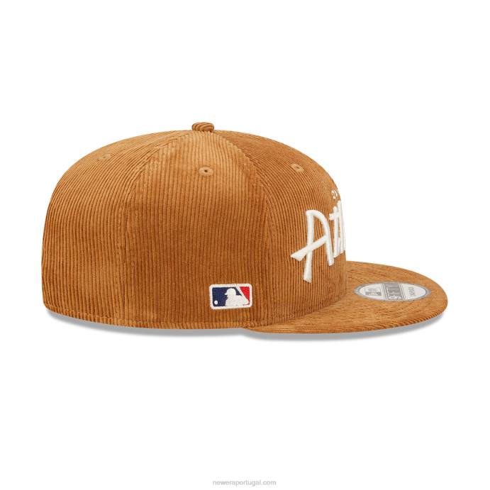 FFTN1928 New Era boné Oakland Athletics Cord script marrom 9fifty snapback