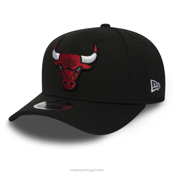 FFTN1933 New Era chicago bulls boné preto 9fifty elástico