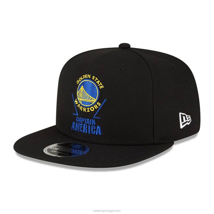 FFTN1934 New Era boné golden state warriors nba x marvel capitão américa black 9fifty snapback