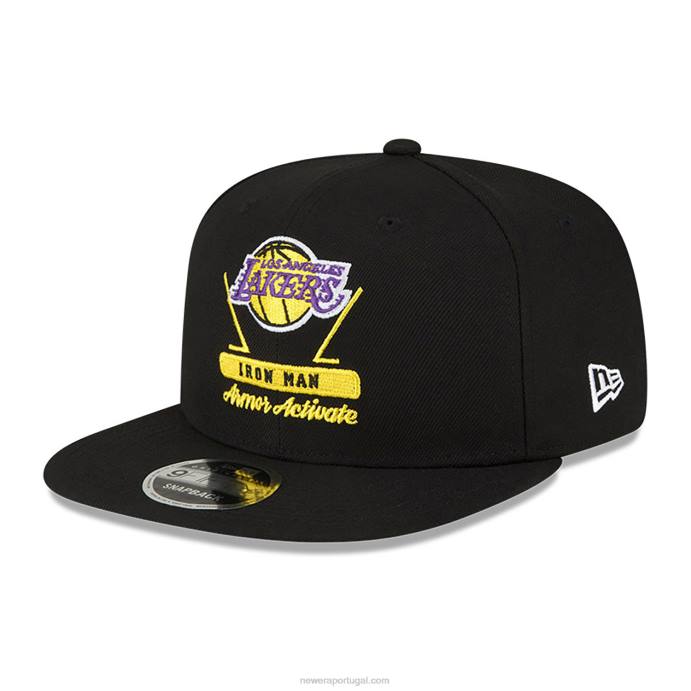 FFTN1948 New Era boné la lakers nba x marvel homem de ferro preto 9fifty snapback