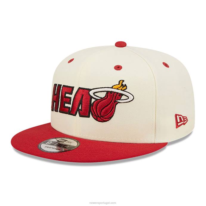 FFTN1954 New Era boné snapback branco 9fifty com logo miami heat