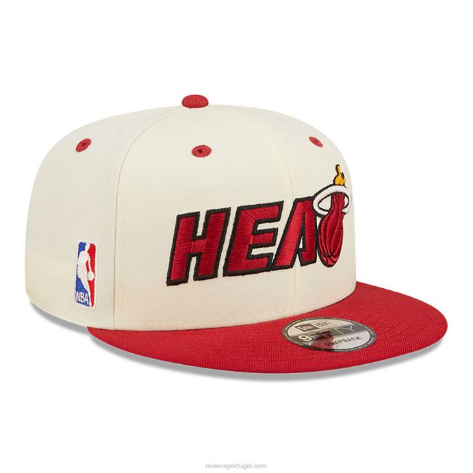 FFTN1954 New Era boné snapback branco 9fifty com logo miami heat