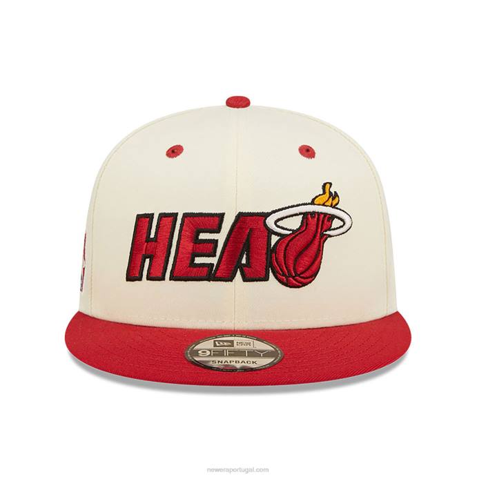 FFTN1954 New Era boné snapback branco 9fifty com logo miami heat