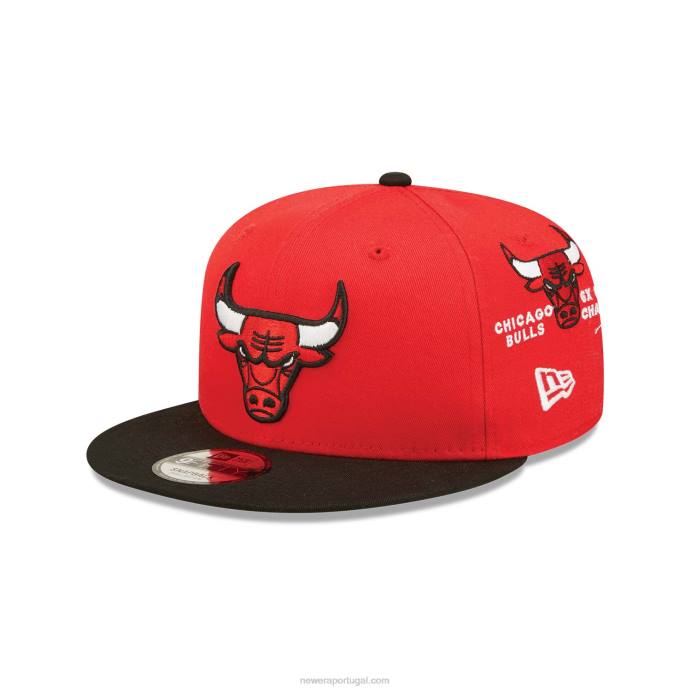 FFTN1955 New Era boné chicago bulls all over patch red 9fifty snapback