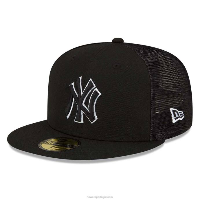 FFTN195 New Era boné ajustado preto 59fifty do new york yankees mlb