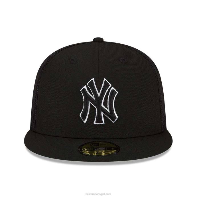 FFTN195 New Era boné ajustado preto 59fifty do new york yankees mlb