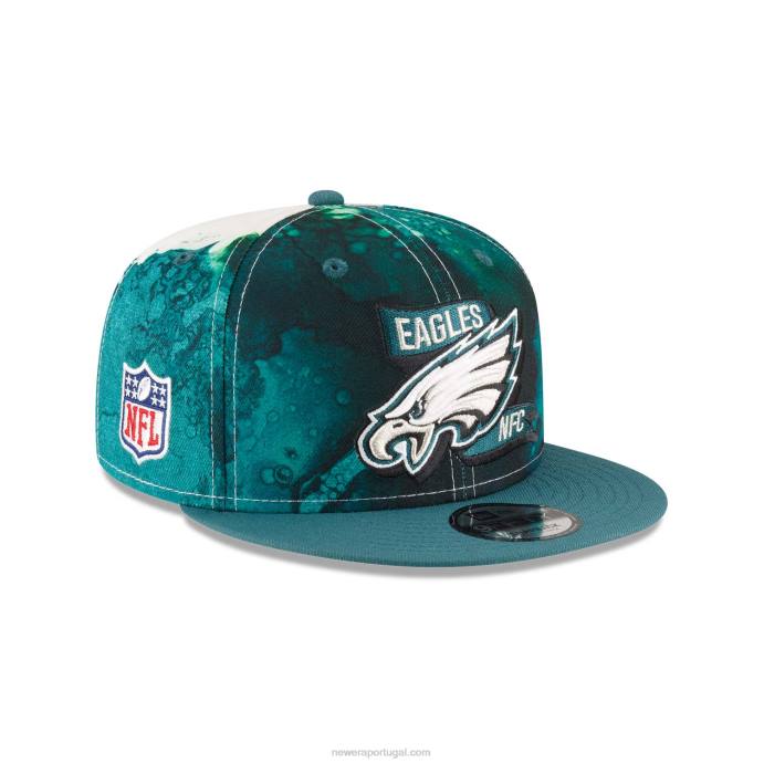 FFTN1960 New Era Boné philadelphia eagles nfl sideline 2022 verde 9fifty snapback