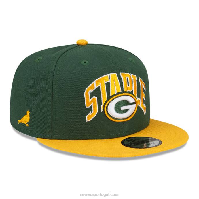 FFTN1972 New Era green bay packers x boné verde básico 9fifty snapback