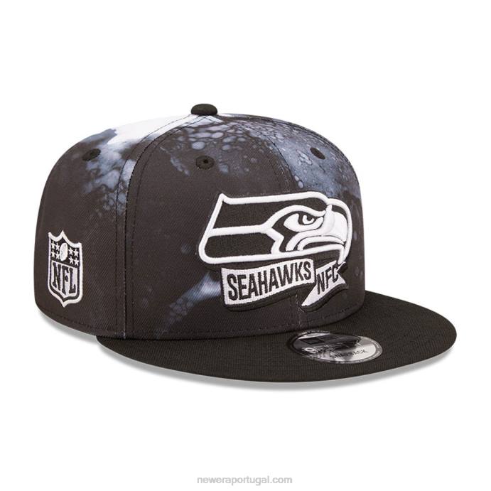 FFTN1974 New Era boné seattle seahawks nfl sideline 2022 preto 9fifty snapback