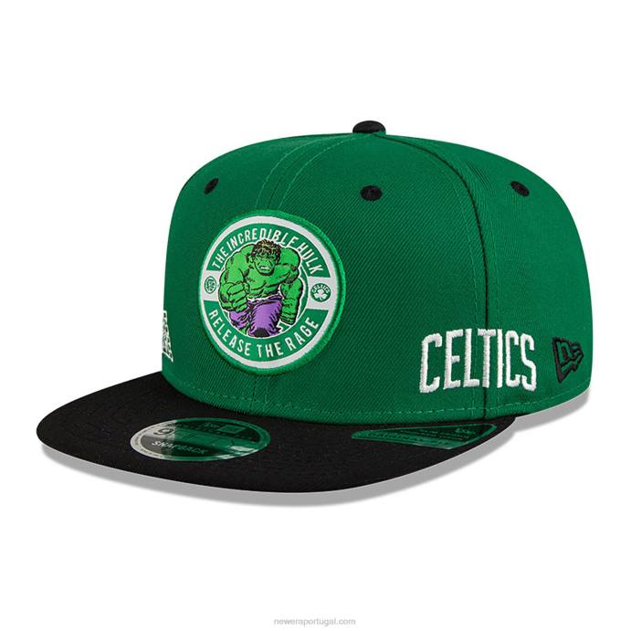 FFTN1976 New Era boston celtics nba x marvel hulk boné verde 9fifty snapback