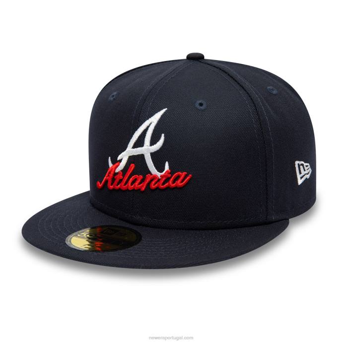 FFTN198 New Era boné justo atlanta braves com logotipo duplo navy 59fifty