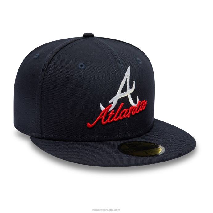 FFTN198 New Era boné justo atlanta braves com logotipo duplo navy 59fifty
