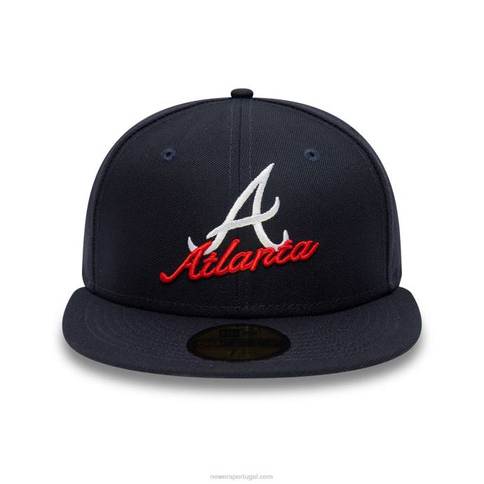 FFTN198 New Era boné justo atlanta braves com logotipo duplo navy 59fifty