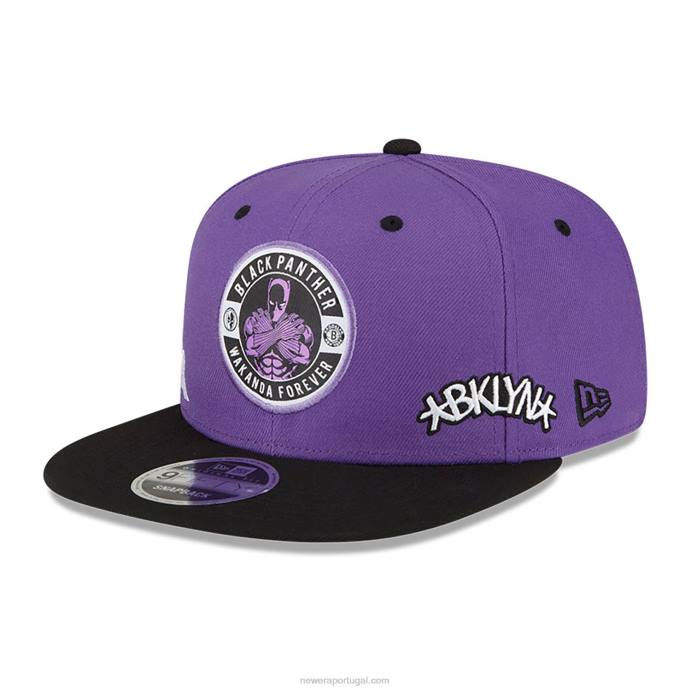FFTN1990 New Era brooklyn nets nba x marvel boné black panther roxo 9fifty snapback