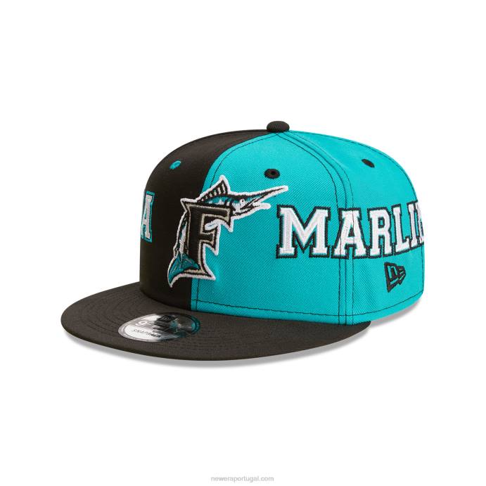 FFTN2025 New Era boné preto 9fifty snapback miami marlins teamsplit