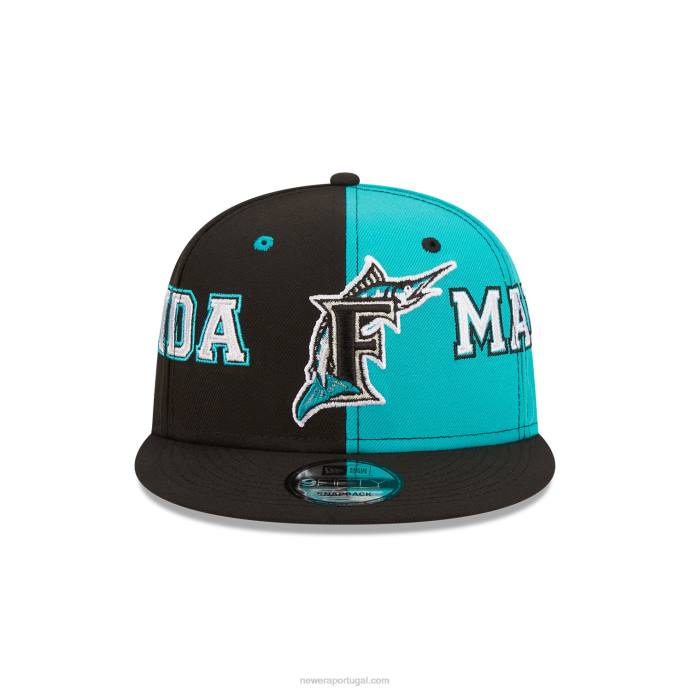 FFTN2025 New Era boné preto 9fifty snapback miami marlins teamsplit