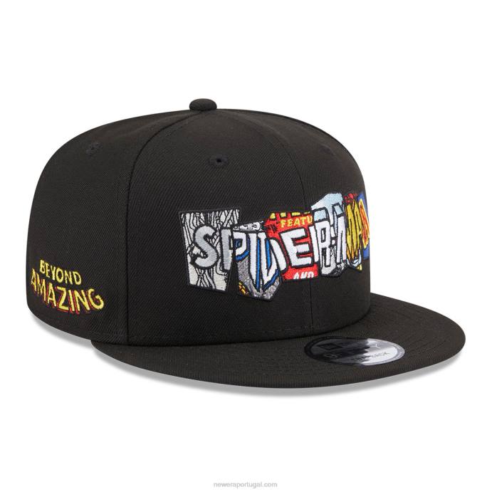 FFTN2032 New Era boné snapback 9fifty preto do homem aranha