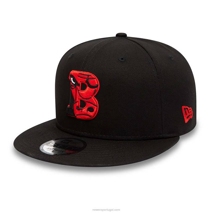FFTN2046 New Era chicago bulls team infill boné preto 9fifty snapback