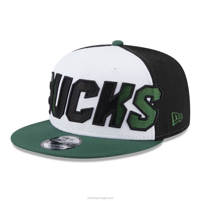 FFTN2049 New Era boné milwaukee bucks nba back half green 9fifty snapback