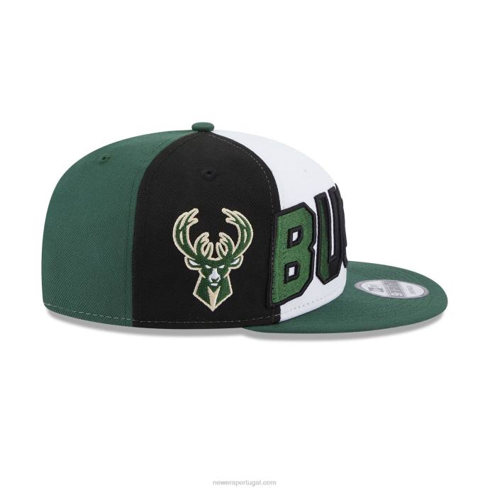 FFTN2049 New Era boné milwaukee bucks nba back half green 9fifty snapback