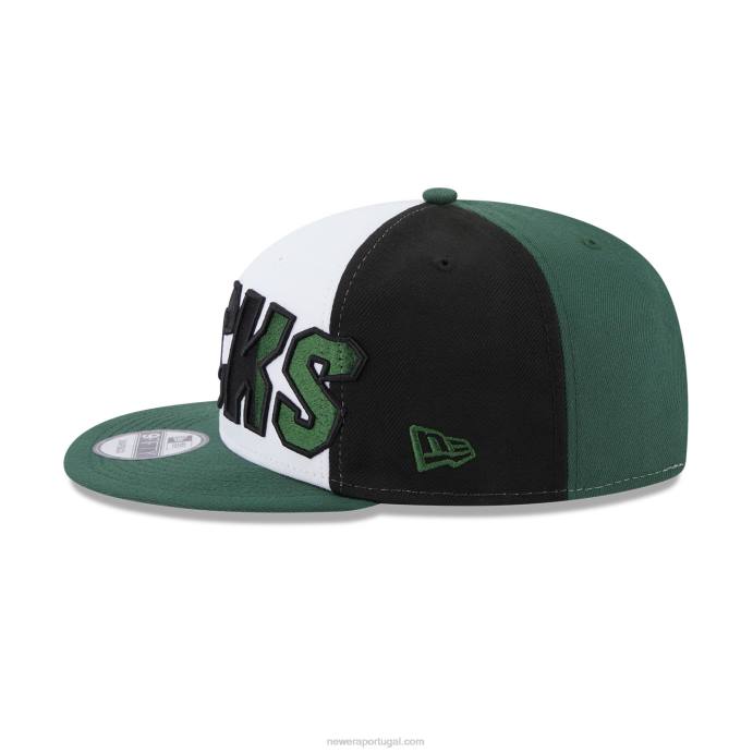 FFTN2049 New Era boné milwaukee bucks nba back half green 9fifty snapback