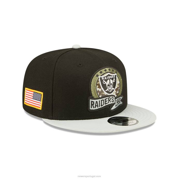 FFTN2051 New Era las vegas raiders nfl saudação ao serviço boné preto 9fifty snapback