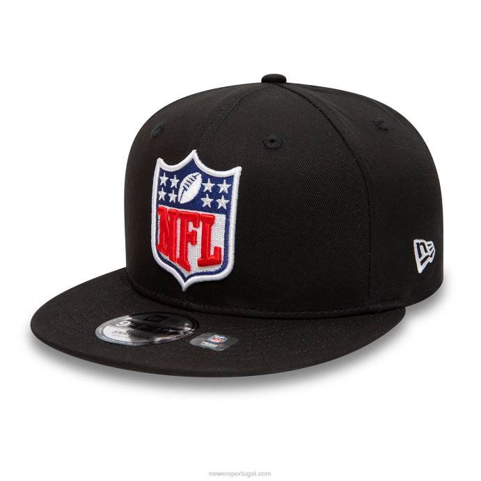 FFTN2053 New Era nfl logotipo escudo boné preto 9fifty snapback
