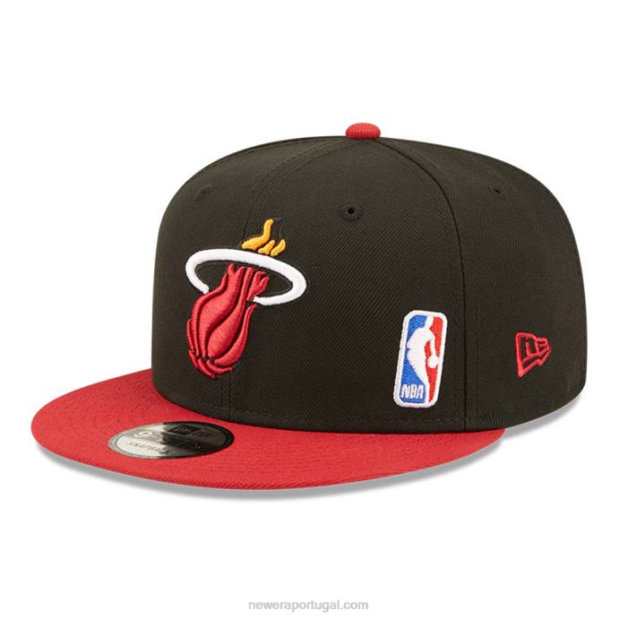 FFTN2067 New Era Boné snapback miami heat nba black letter arch black 9fifty