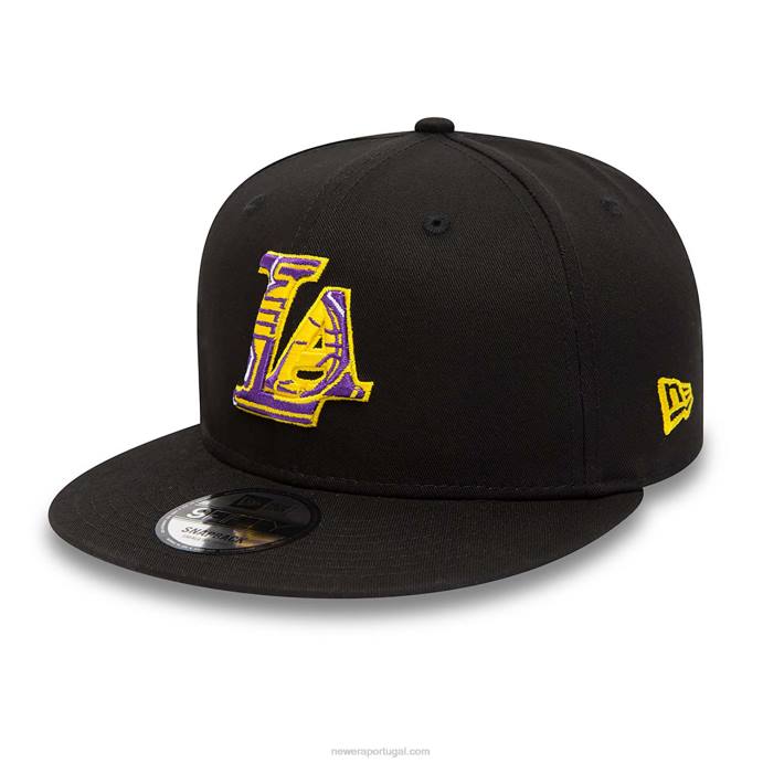 FFTN2072 New Era boné snapback preto 9fifty com logotipo da equipe la lakers