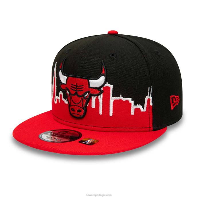 FFTN2079 New Era boné chicago bulls nba tip off 2022 preto 9fifty snapback