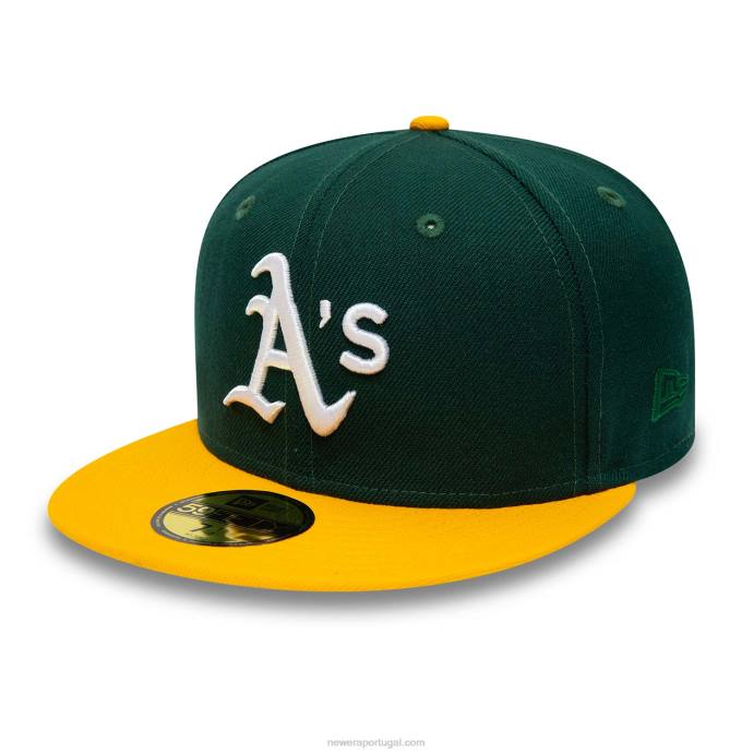 FFTN207 New Era boné Oakland Athletics de lã premium verde escuro 59fifty