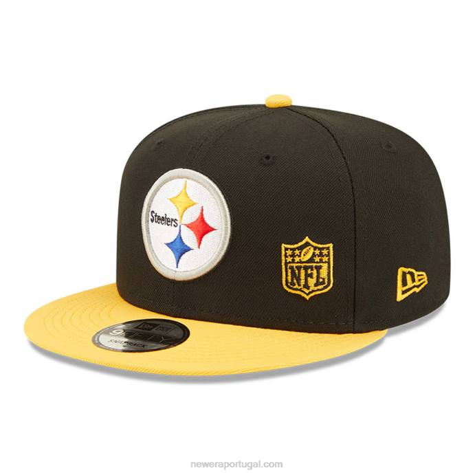 FFTN2083 New Era pittsburgh steelers nfl boné black letter arch black 9fifty snapback
