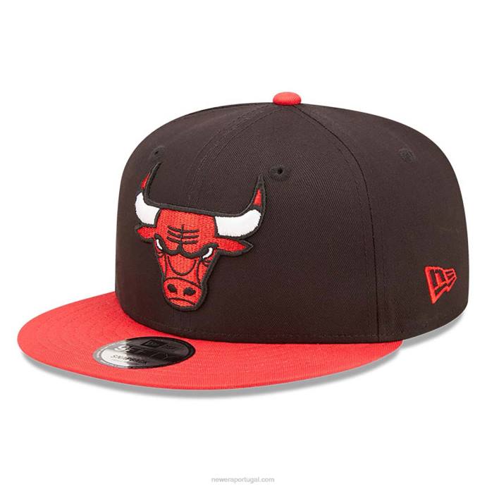 FFTN2085 New Era boné chicago bulls team patch preto 9fifty snapback