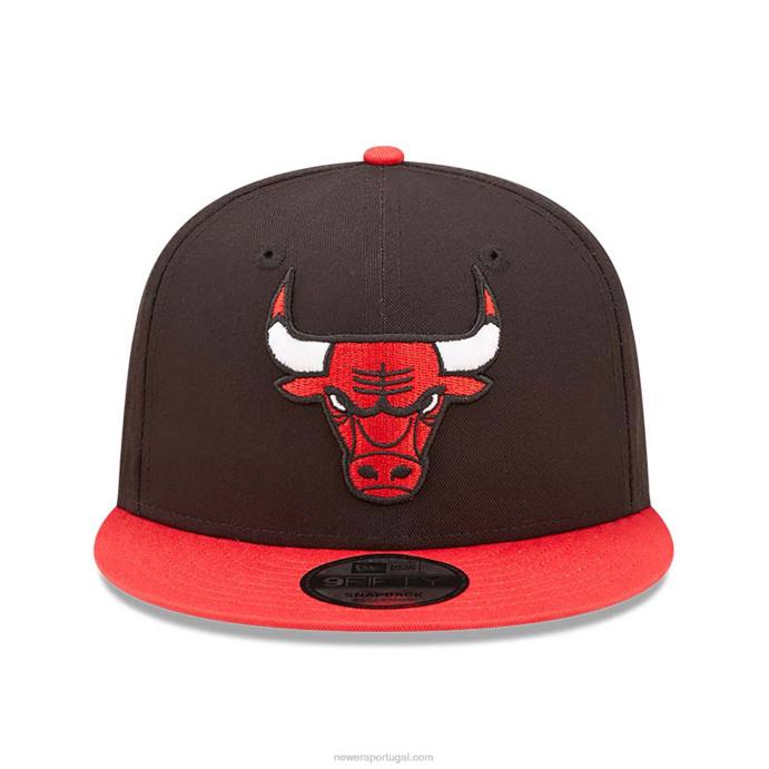 FFTN2085 New Era boné chicago bulls team patch preto 9fifty snapback