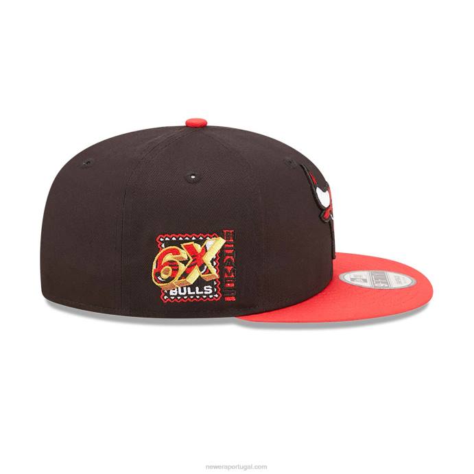 FFTN2085 New Era boné chicago bulls team patch preto 9fifty snapback