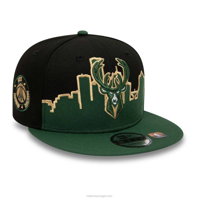 FFTN2092 New Era boné milwaukee bucks nba tip off 2022 preto 9fifty snapback