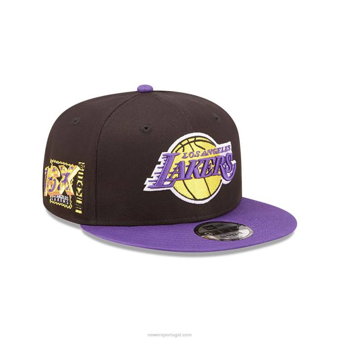 FFTN2111 New Era boné snapback 9fifty preto com patch da equipe la lakers